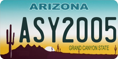 AZ license plate ASY2005