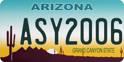 AZ license plate ASY2006