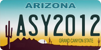 AZ license plate ASY2012