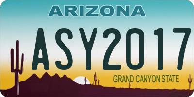 AZ license plate ASY2017