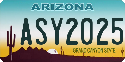 AZ license plate ASY2025