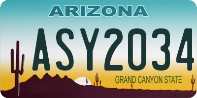 AZ license plate ASY2034