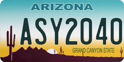 AZ license plate ASY2040