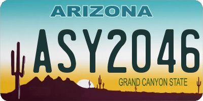 AZ license plate ASY2046