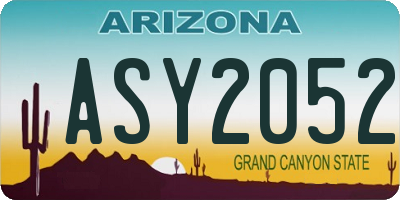 AZ license plate ASY2052