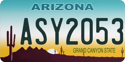 AZ license plate ASY2053