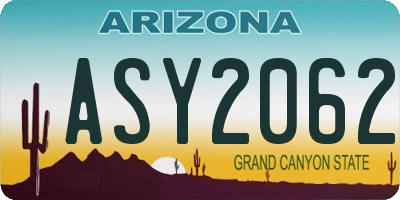 AZ license plate ASY2062