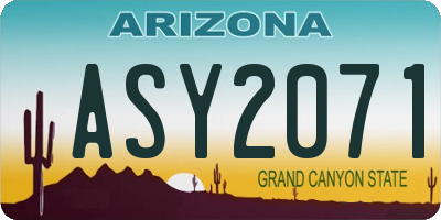 AZ license plate ASY2071