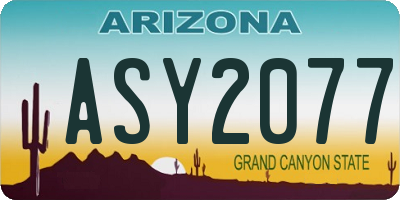 AZ license plate ASY2077
