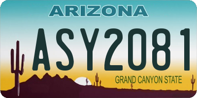 AZ license plate ASY2081