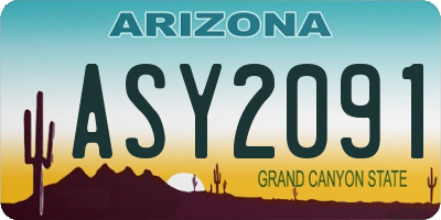 AZ license plate ASY2091