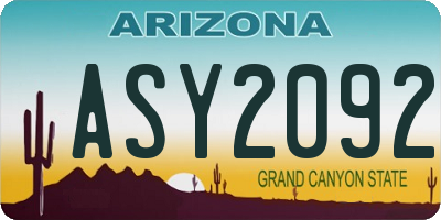 AZ license plate ASY2092