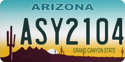 AZ license plate ASY2104