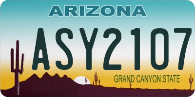 AZ license plate ASY2107