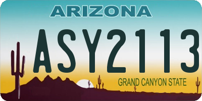 AZ license plate ASY2113