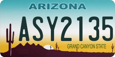 AZ license plate ASY2135