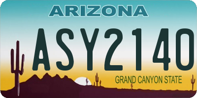 AZ license plate ASY2140