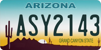 AZ license plate ASY2143