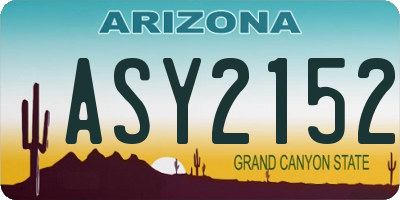 AZ license plate ASY2152