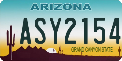 AZ license plate ASY2154