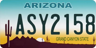 AZ license plate ASY2158