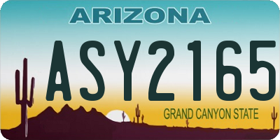 AZ license plate ASY2165