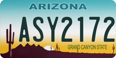 AZ license plate ASY2172