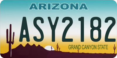 AZ license plate ASY2182