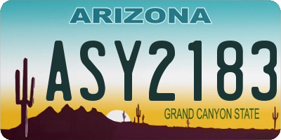 AZ license plate ASY2183