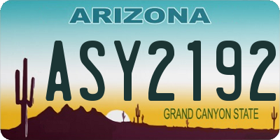 AZ license plate ASY2192