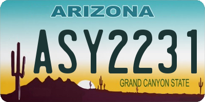 AZ license plate ASY2231