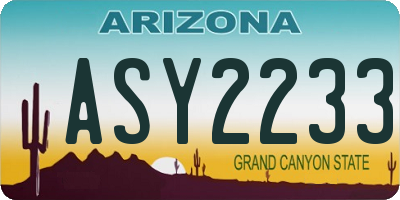 AZ license plate ASY2233