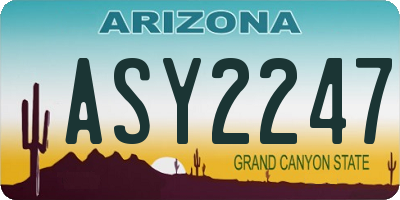 AZ license plate ASY2247