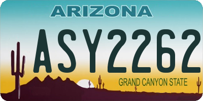 AZ license plate ASY2262