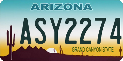 AZ license plate ASY2274