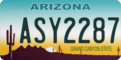 AZ license plate ASY2287