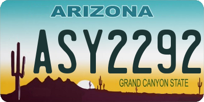AZ license plate ASY2292