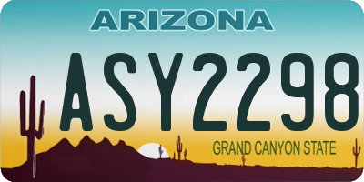 AZ license plate ASY2298