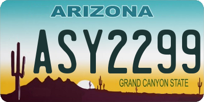 AZ license plate ASY2299