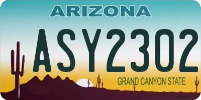 AZ license plate ASY2302