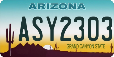 AZ license plate ASY2303