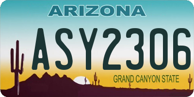 AZ license plate ASY2306