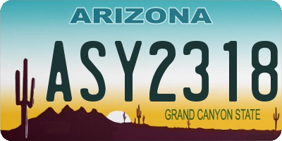 AZ license plate ASY2318