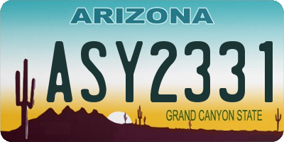 AZ license plate ASY2331