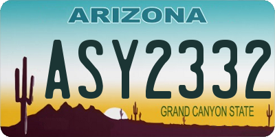 AZ license plate ASY2332