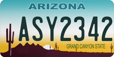 AZ license plate ASY2342