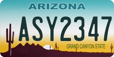AZ license plate ASY2347