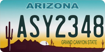 AZ license plate ASY2348