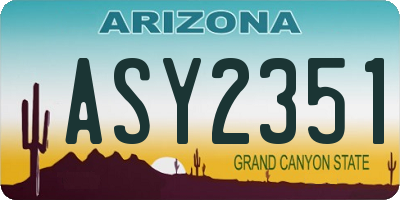 AZ license plate ASY2351