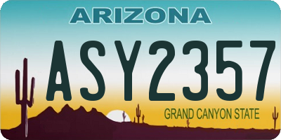 AZ license plate ASY2357